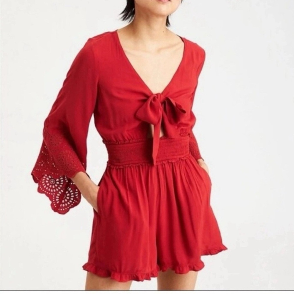 American Eagle Outfitters Vibrant Red romper